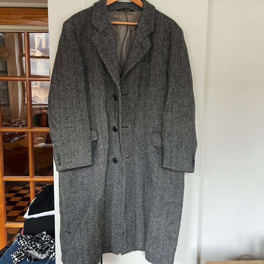HERRINGBONE WOOL TRENCHCOAT
